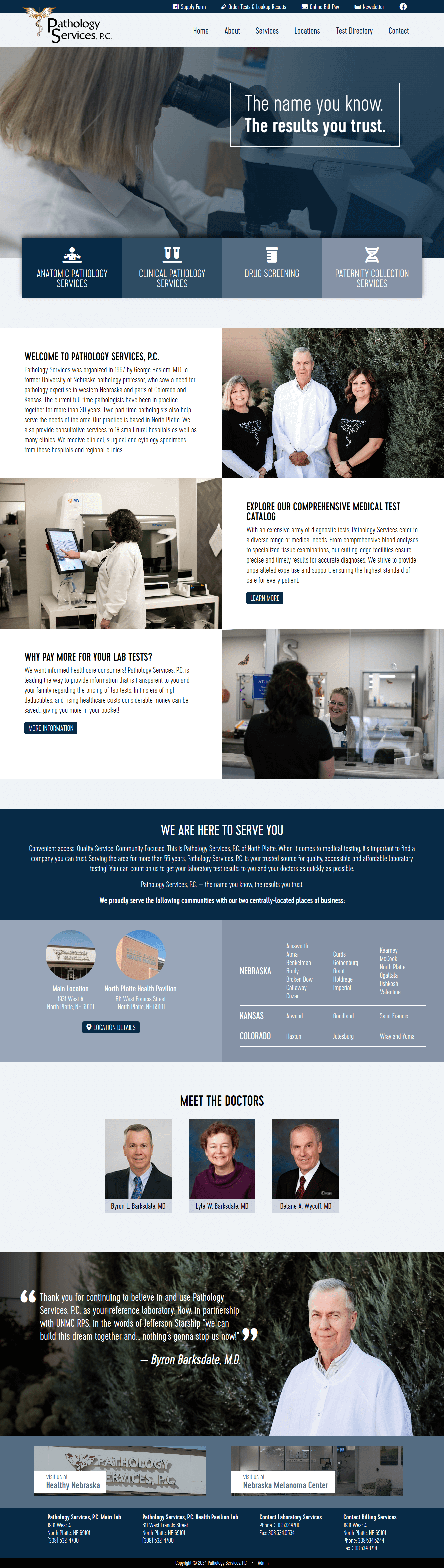 Pathology Services, P.C. home page